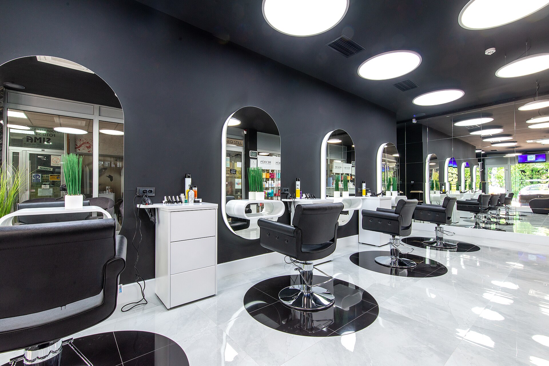 Interior view of modern beauty salon